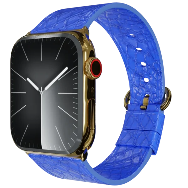 Gold Apple Watch 10 with Blue Python Strap.webp