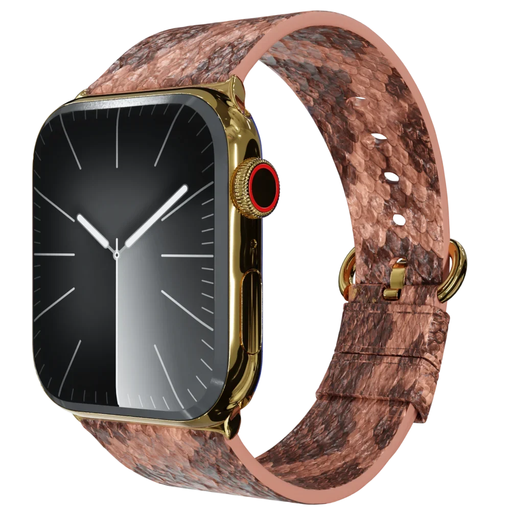 Gold Apple Watch 10 with Brown Python Strap.webp