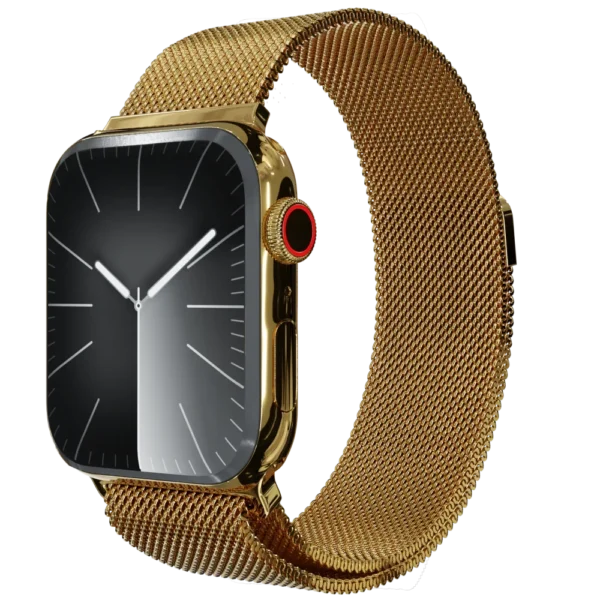 Gold Apple Watch 10 with Milanese strap.webp