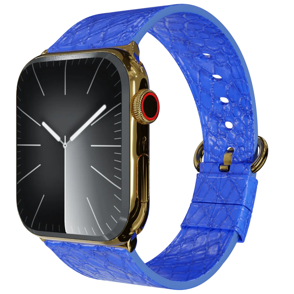 Gold Apple Watch 9 with Blue Python Strap 3.webp