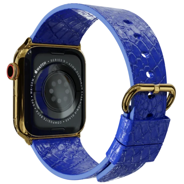 gold apple watch 9 with blue python strap 2.webp