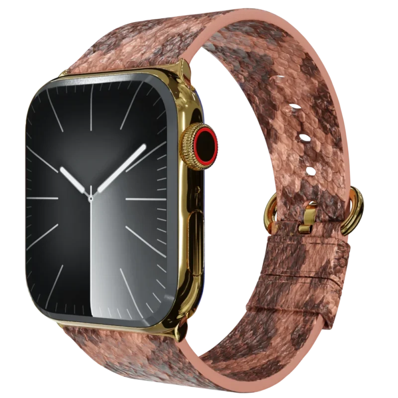 Gold Apple Watch 10 with Brown Python Strap